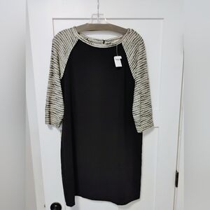 Loft Womens Dress Sheath Long Sleeve Black/White